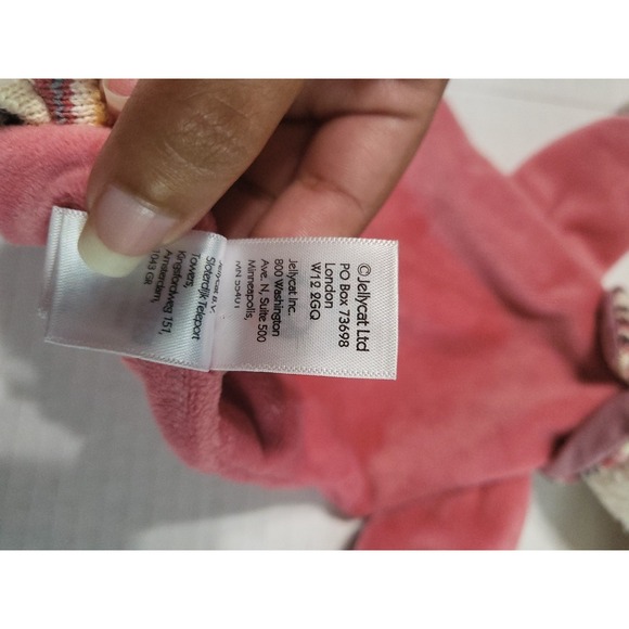 Jellycat Lingley Bunny Soother Blanket Pink Stripes Comforter Lovey Doudou Plush - Picture 6 of 6